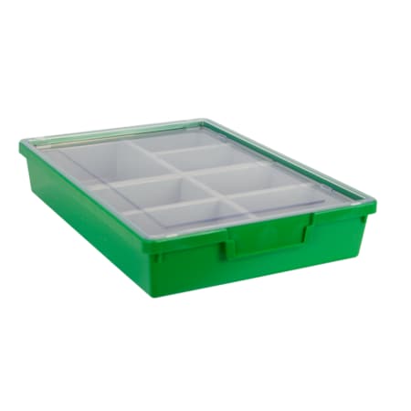 Bin, Tray, Tote, Green, High Impact Polystyrene, 12.25 In W, 3 In H